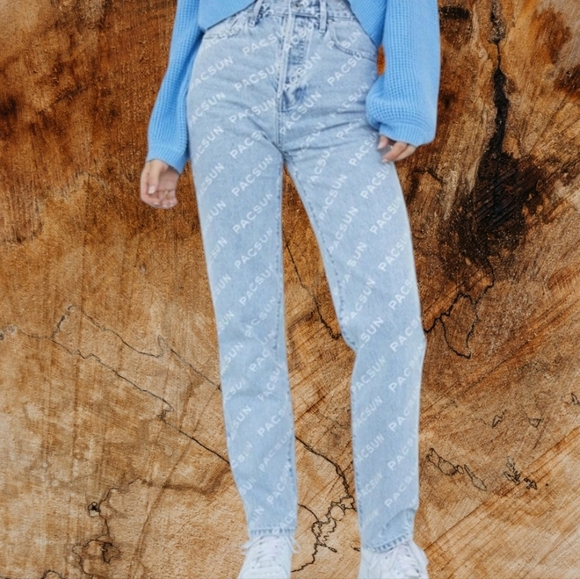 PacSun Eco friendly denim Logo Cool Cali Girl High RiseDad jeans button fly W29 - Picture 1 of 11